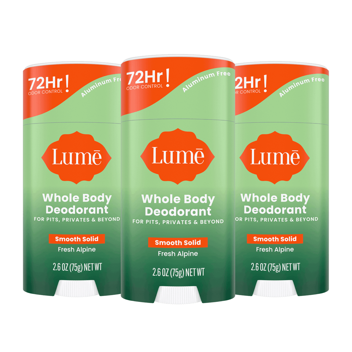 3 green stick deodorants in the scent Fresh Alpine
